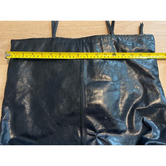 Latico Nora Navy Blue Leather Tote Shoulder Bag Zip Closure Scallop Edge - Picture 2 of 8